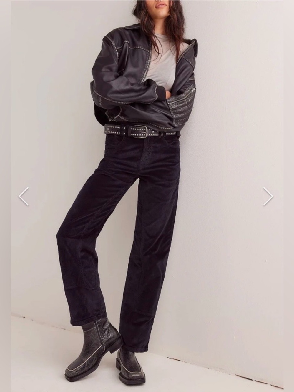 Free People Risk Taker High Rise Cord Straight Black We the Free size 26